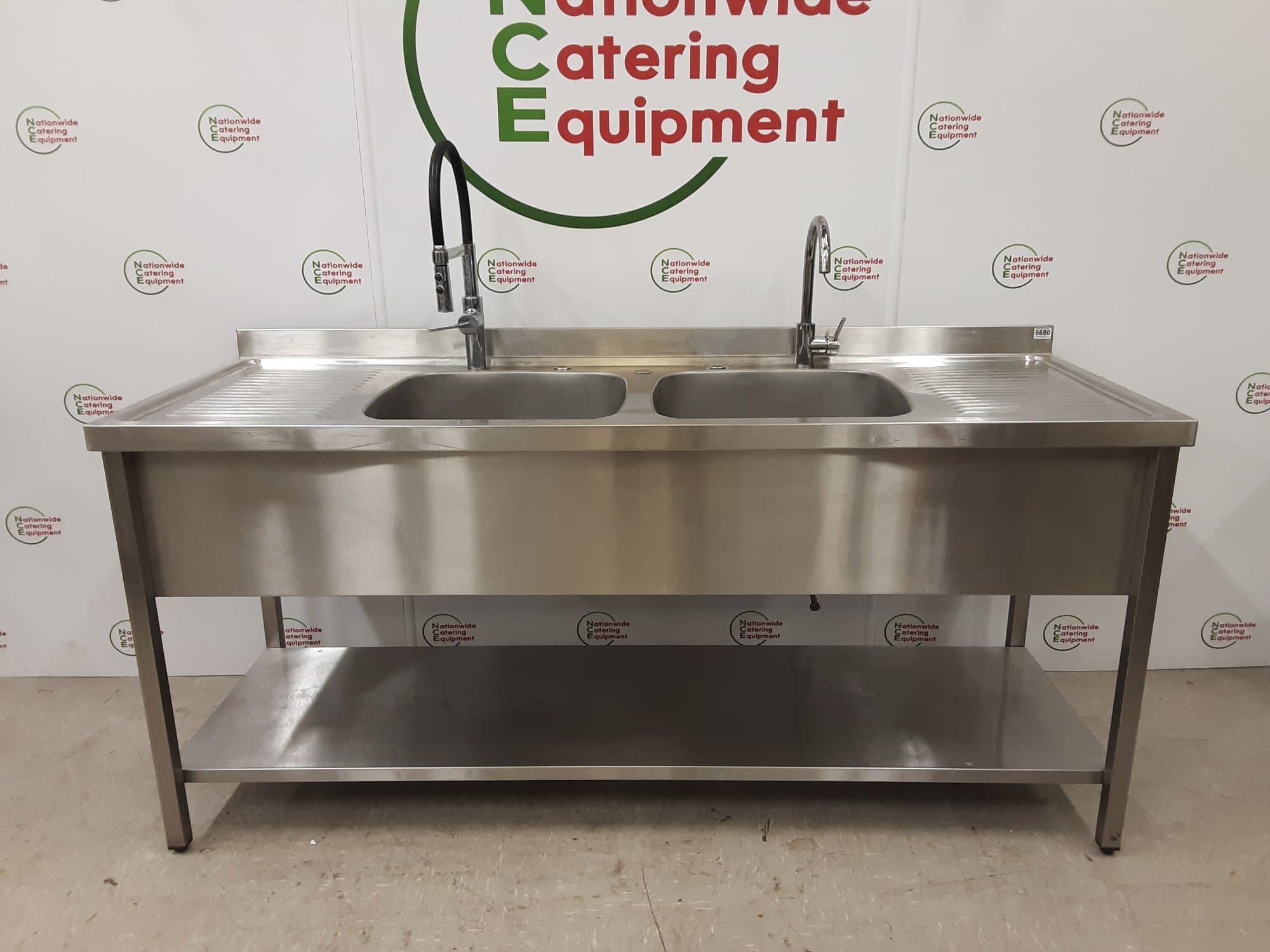Stainless Steel Double Sink With Twin Drainers 189x70cm — image 1