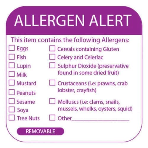 Food Allergy Labels (x500 Per Roll) (NCE3184) — image 1