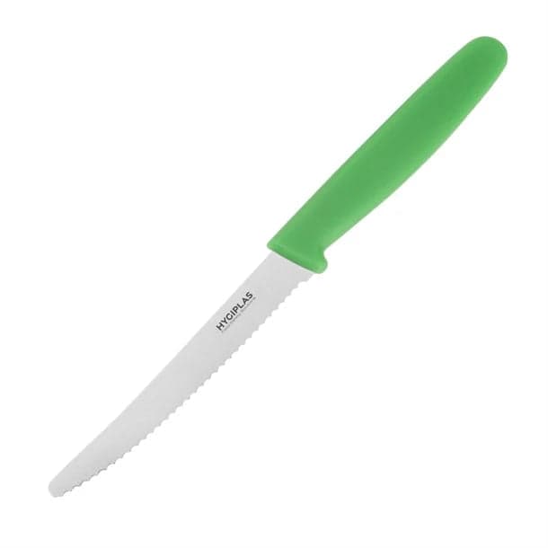 Hygiplas 10.5cm Green Serrated Tomato Knife (NCE4160) — image 1