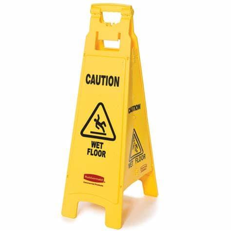 Rubbermaid Four Sided, Multilingual Yellow Caution Sign (NCE4164) — image 1