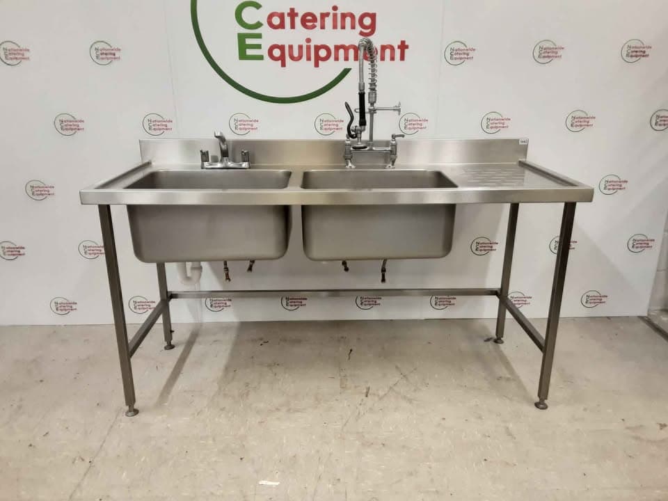 Stainless Steel 180cm Double Sink, With Pre-Wash Spray & Large Basins (NCE5443) — image 1