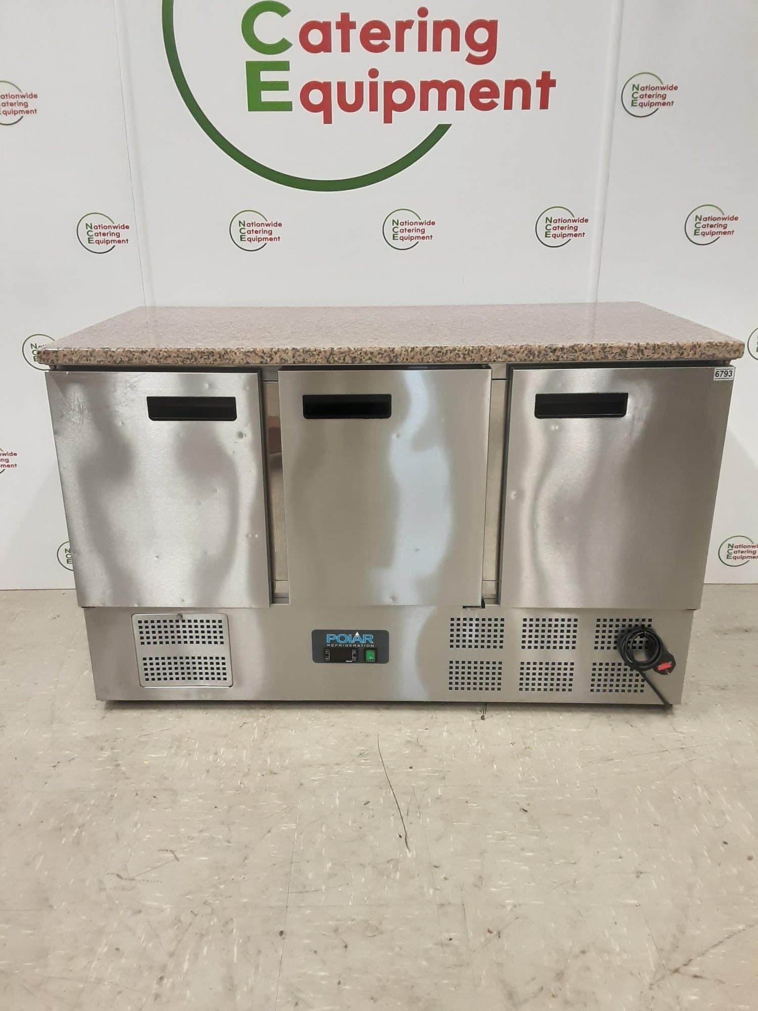 Polar G-Series Three Door Counter Fridge With Granite Top, 137cm, Model-G597 — image 1