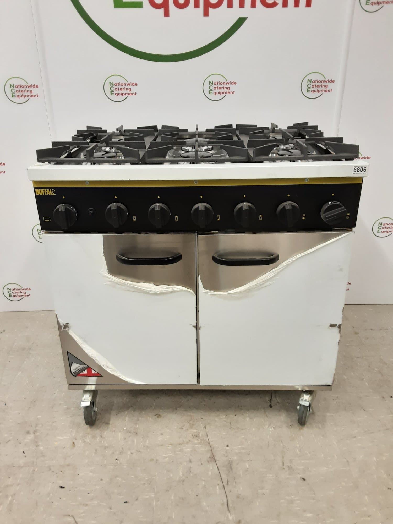New/B-Grade Buffalo LPG Gas 6 Burner Oven Range with Castors, Model- CE371-P — image 1
