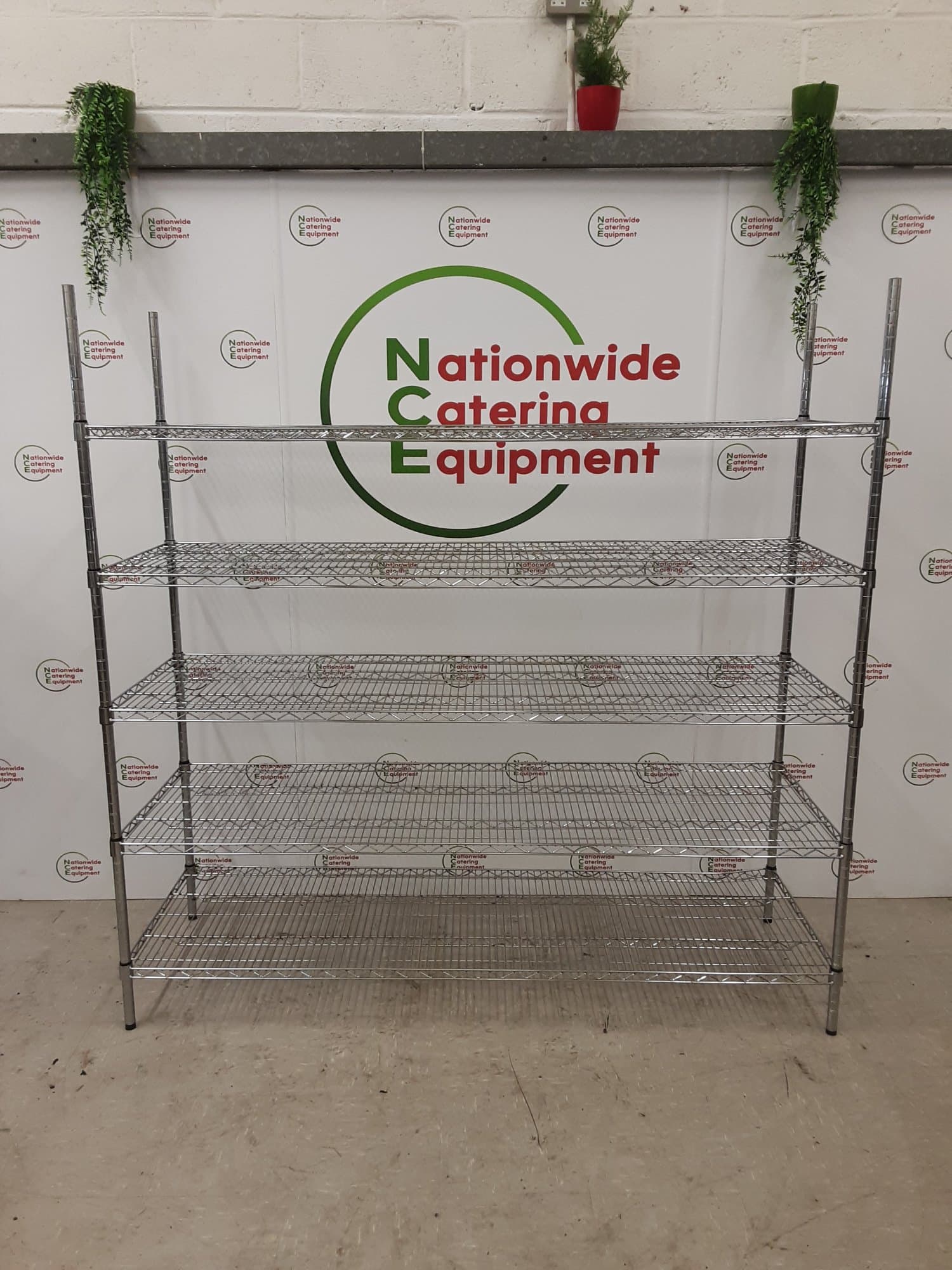 Chrome Five Tier Wire Shelving Unit 180x60cm — image 1