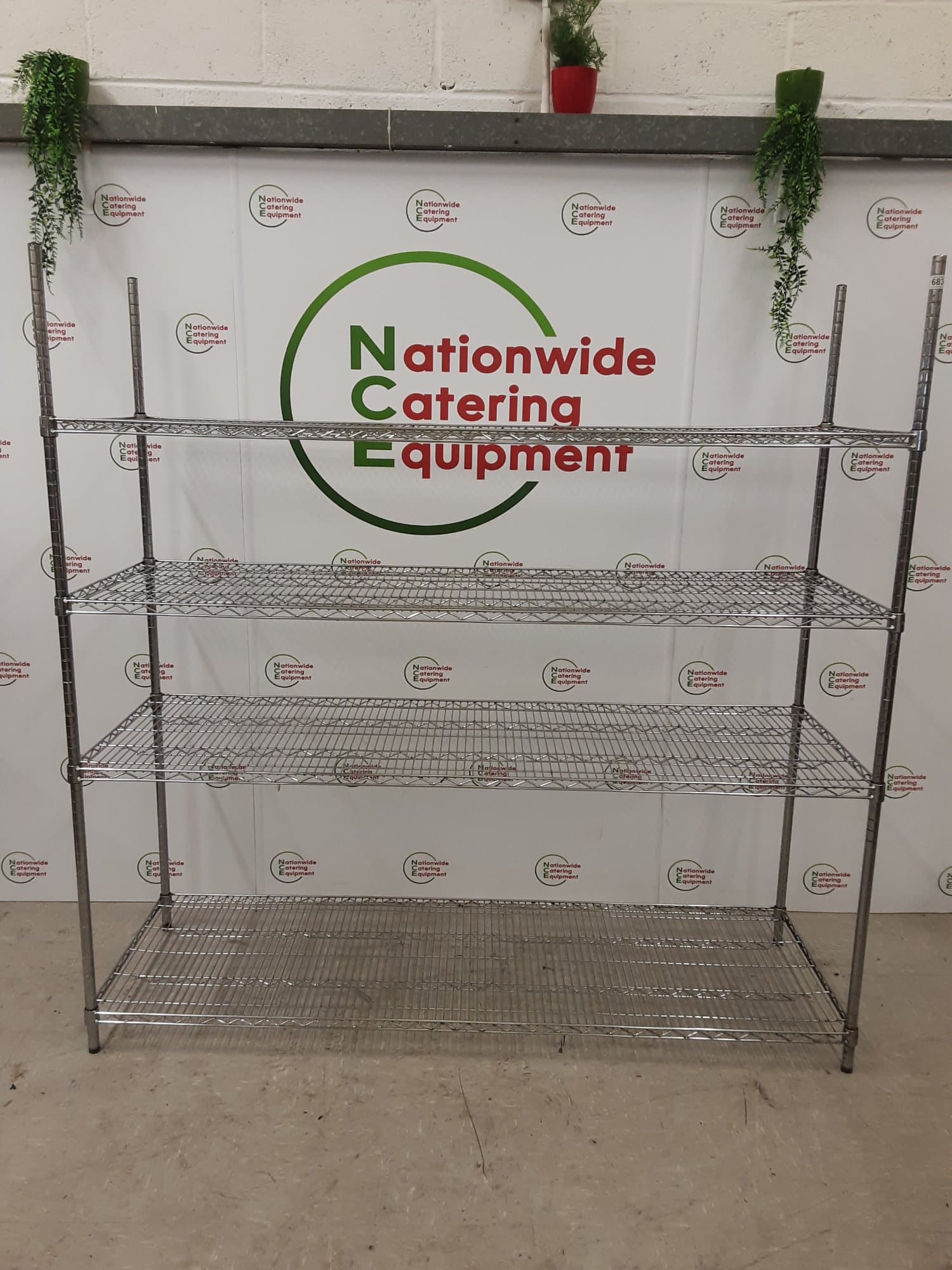 Chrome Four Tier Wire Shelving Unit 182x60cm — image 1