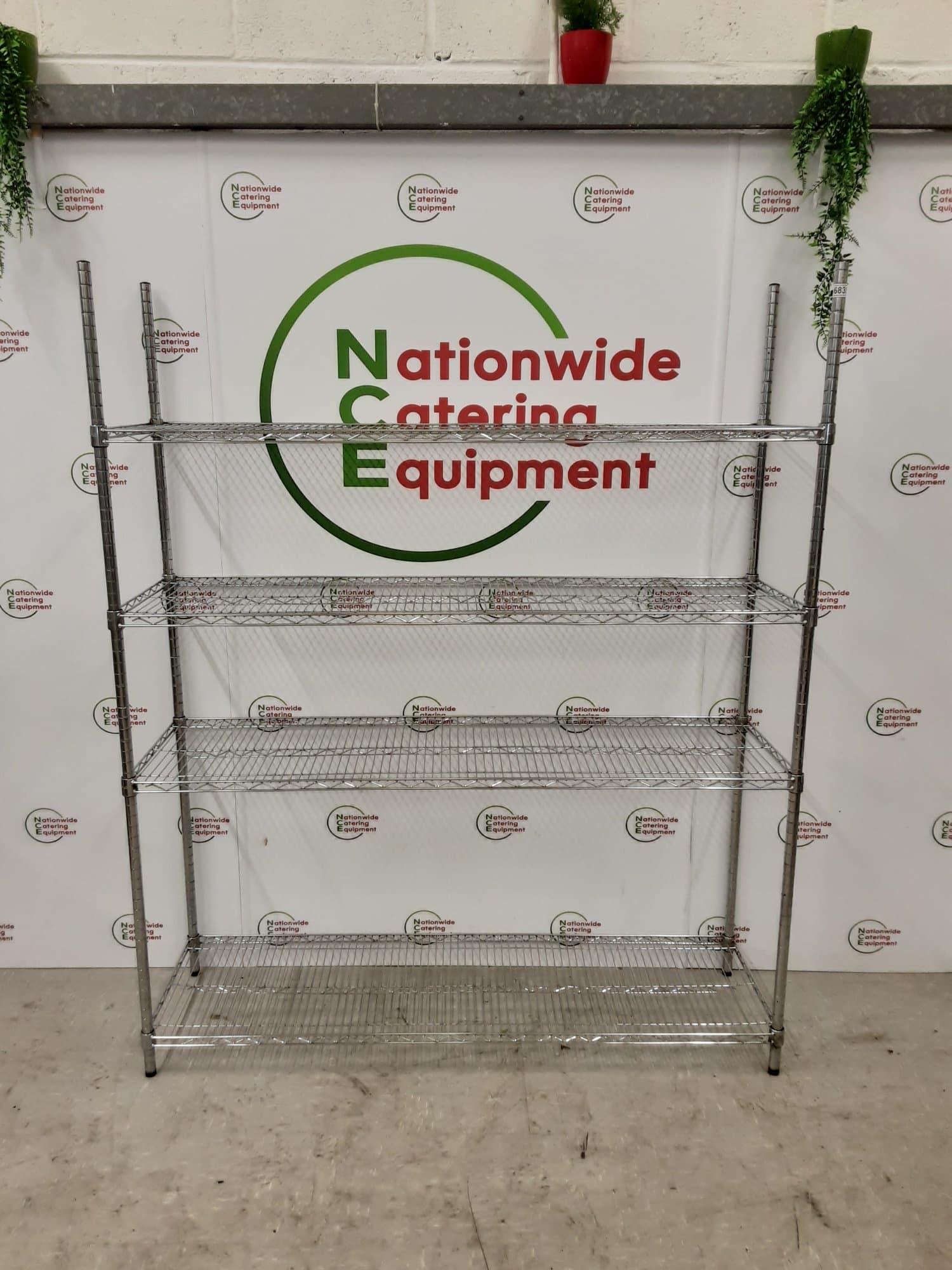 Chrome Four Tier Wire Shelving Unit 152x46cm — image 1