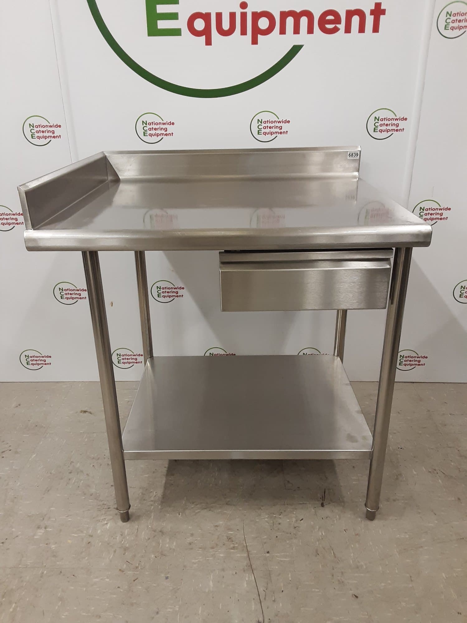 Stainless Steel Table With Drawer On Wheels 90x76cm — image 1
