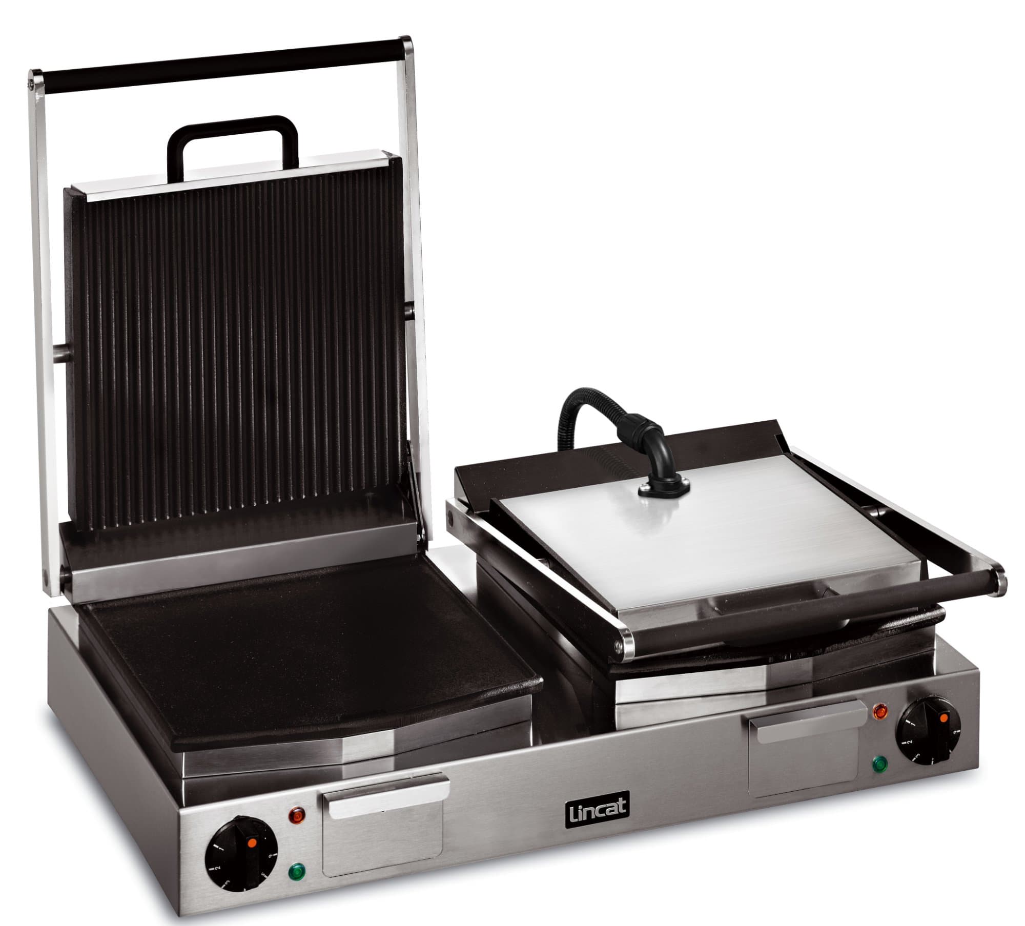 Lincat Lynx 400 Tabletop Electric Twin Contact/Panini Grill, Ribbed Upper/Flat Lower Plate, 13amp, Model- LRG2 — image 1