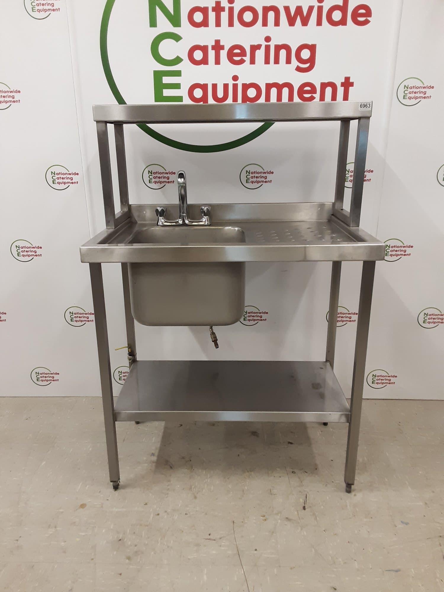 Stainless Steel Single Sink With Shelf Above 90x60cm — image 1