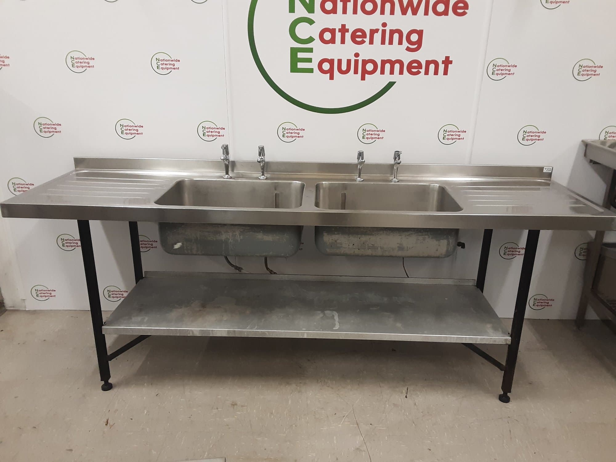 Stainless Steel Double Sink With Twin Drainers 240x66cm — image 1