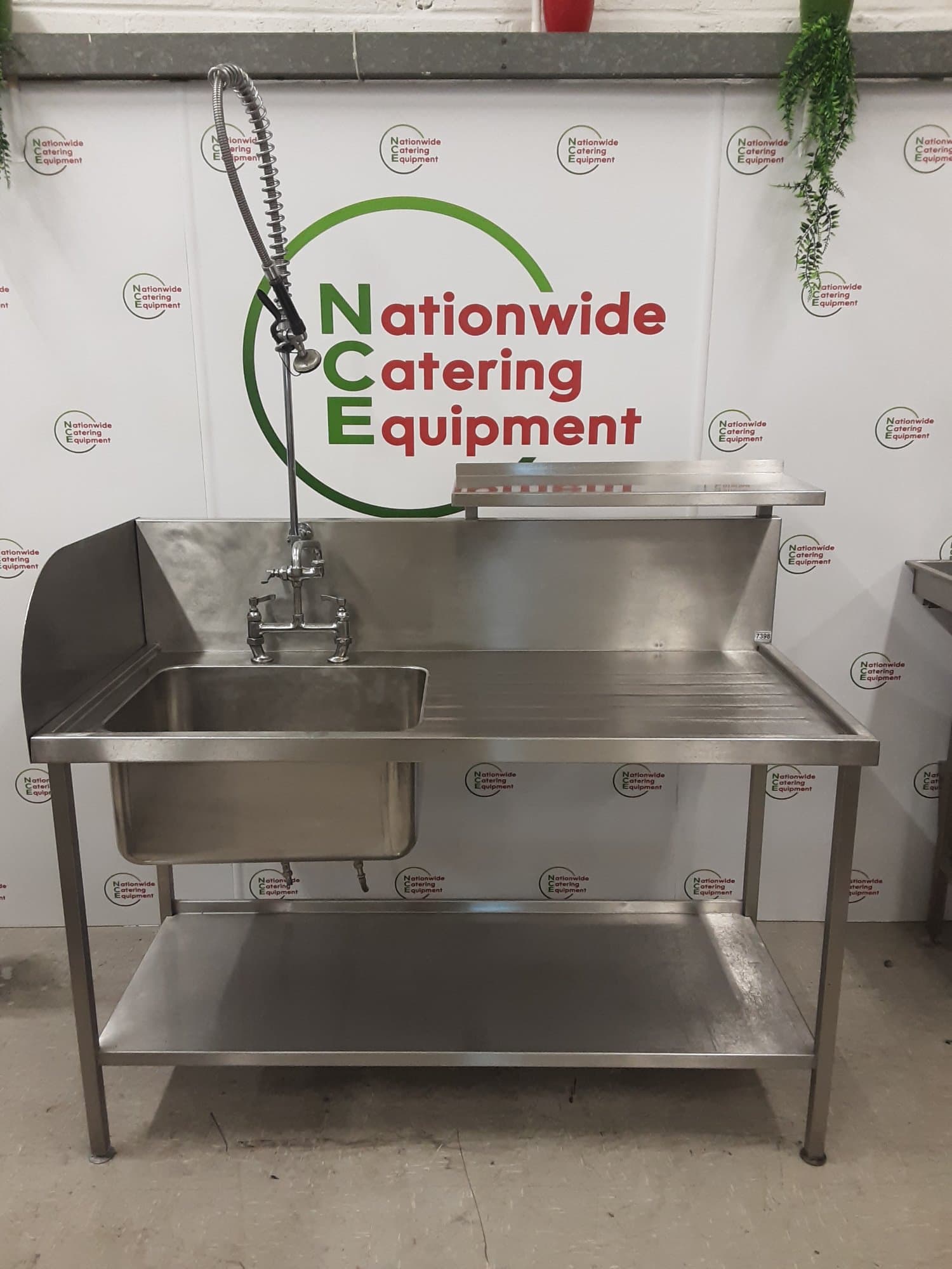 Stainless Steel Single Sink With Shelf Above & Pre-Wash Spray 150x70cm — image 1
