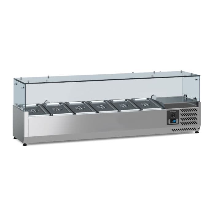 Ecofrost Tabletop Toppings Fridge With Glass Surround-6x1/3GN / 150cm Length. Model-7950.5128.Delivery Included — image 1