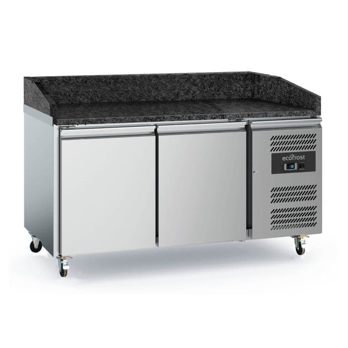 Ecofrost Two Door Pizza Counter Fridge-Black Granite, On Wheels, 151cm. Model- 7950.5137. Delivery Included — image 1