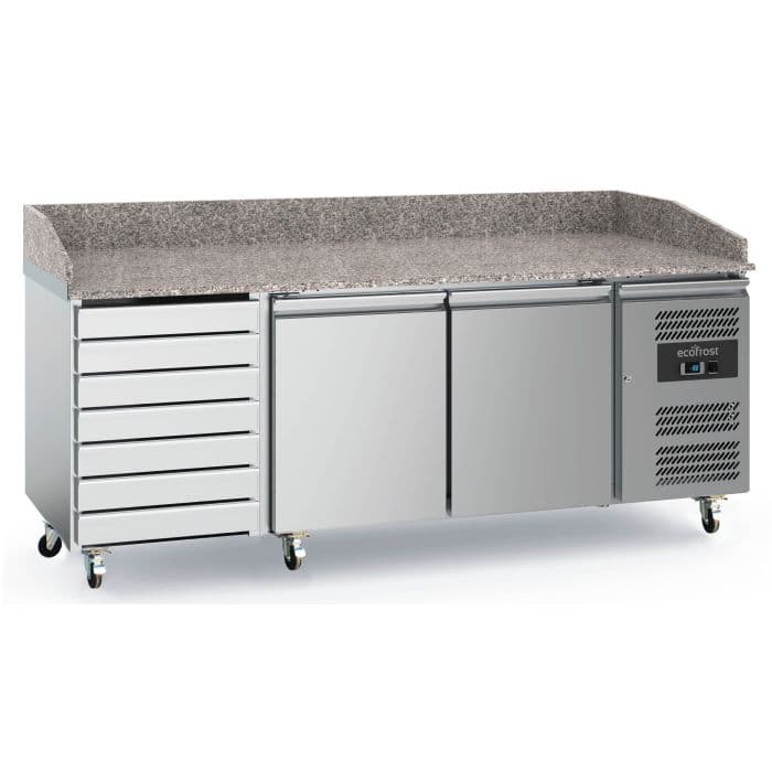 Ecofrost Two Door/Seven Drawer Granite Worktop Pizza Counter Fridge With Granite Worktop 202cm. Model-7950.5150.Delivery Included — image 1