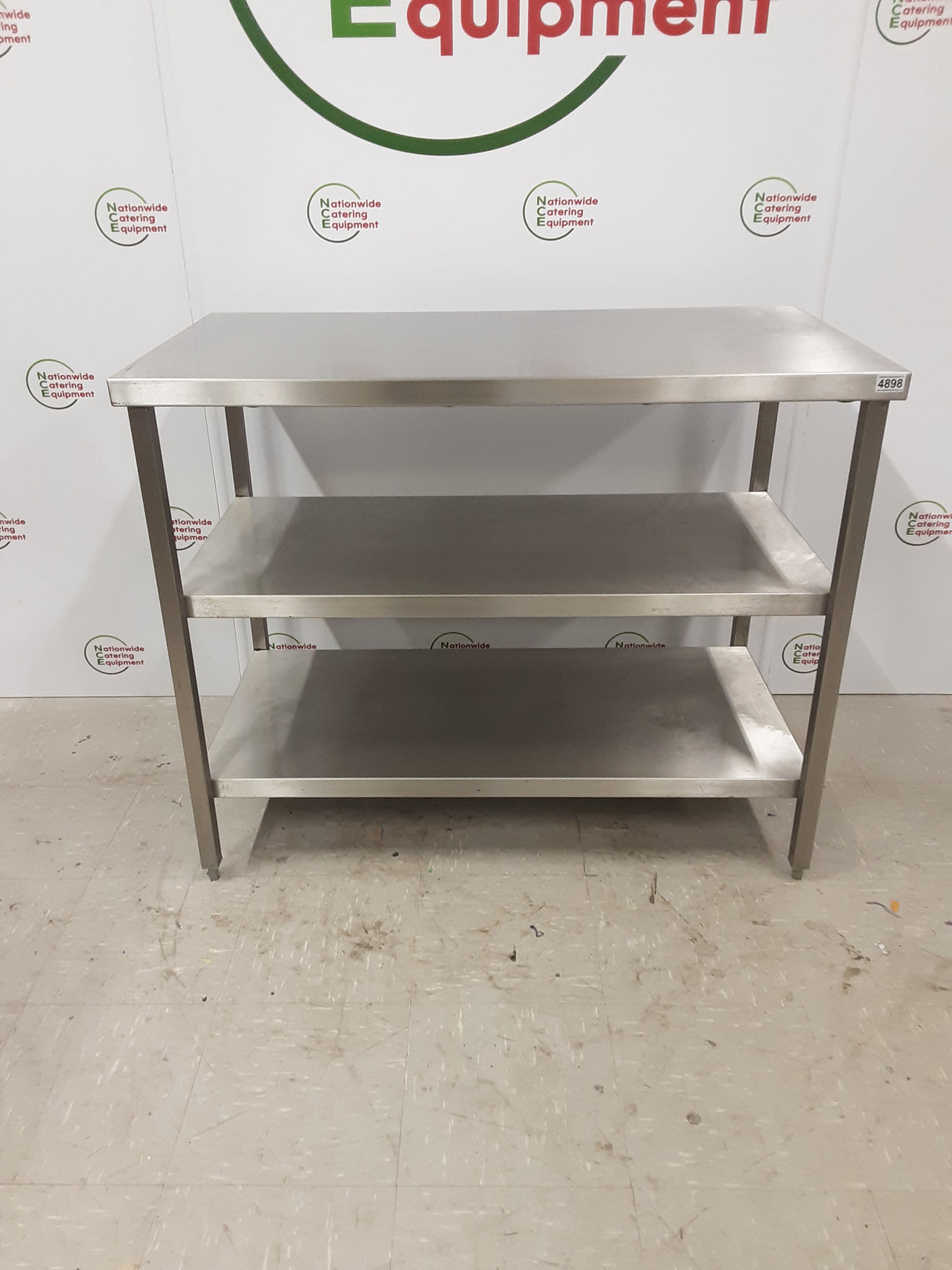 Stainless Steel Table with Two Lower Shelves, 111x60cm (NCE4898)