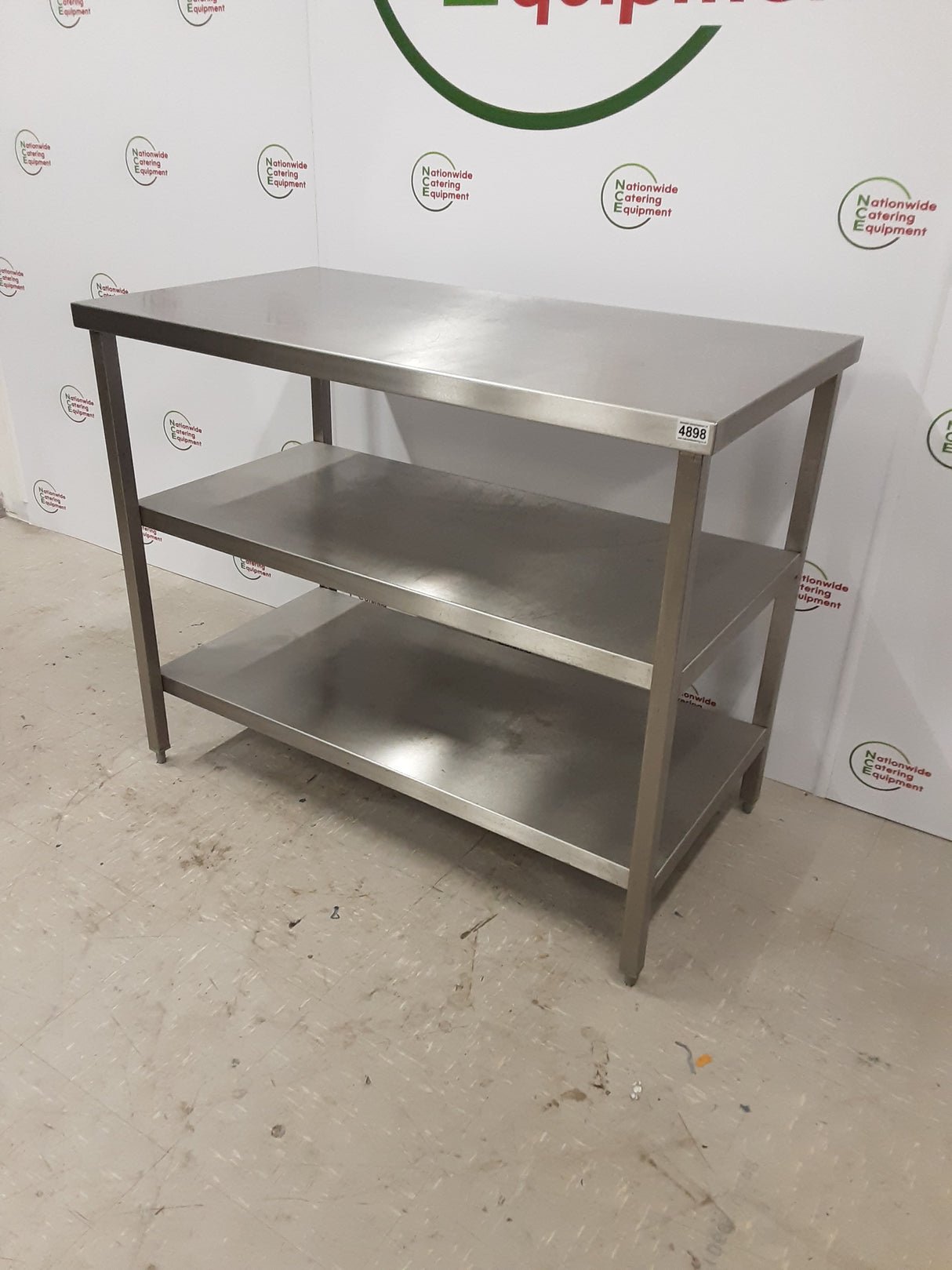 Stainless Steel Table with Two Lower Shelves, 111x60cm (NCE4898)