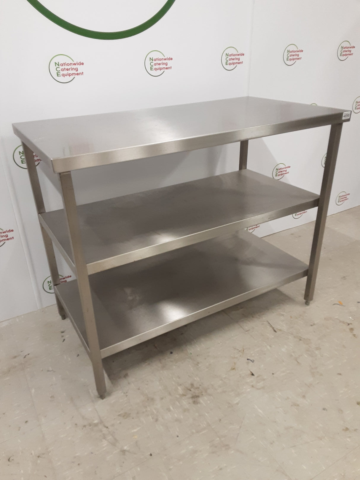 Stainless Steel Table with Two Lower Shelves, 111x60cm (NCE4898)