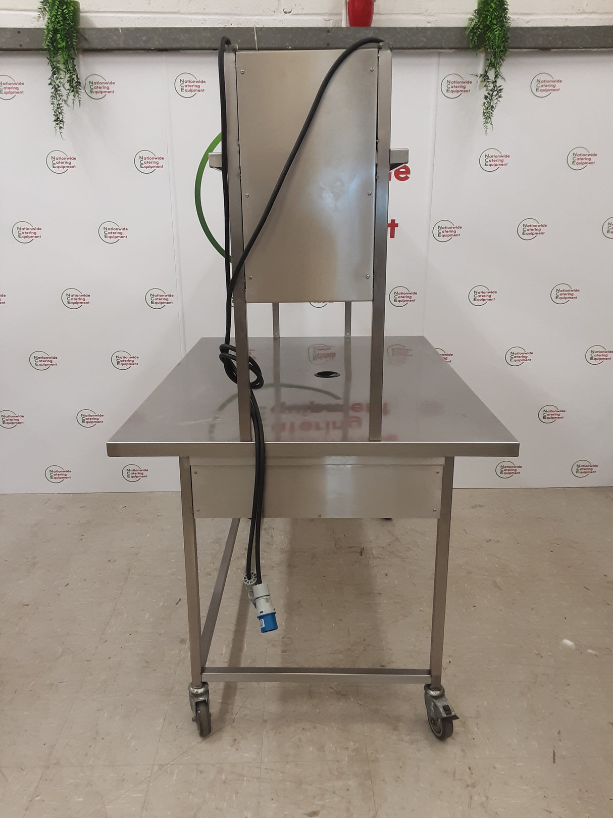 Stainless Steel Mobile Table With Appliance Space, Shelf Above and Plug Sockets (NCE5468)