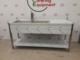 Hamoki Stainless Steel Double Sink, Right Hand Drainer, Tap Included, 180x60cm (NCE5487)