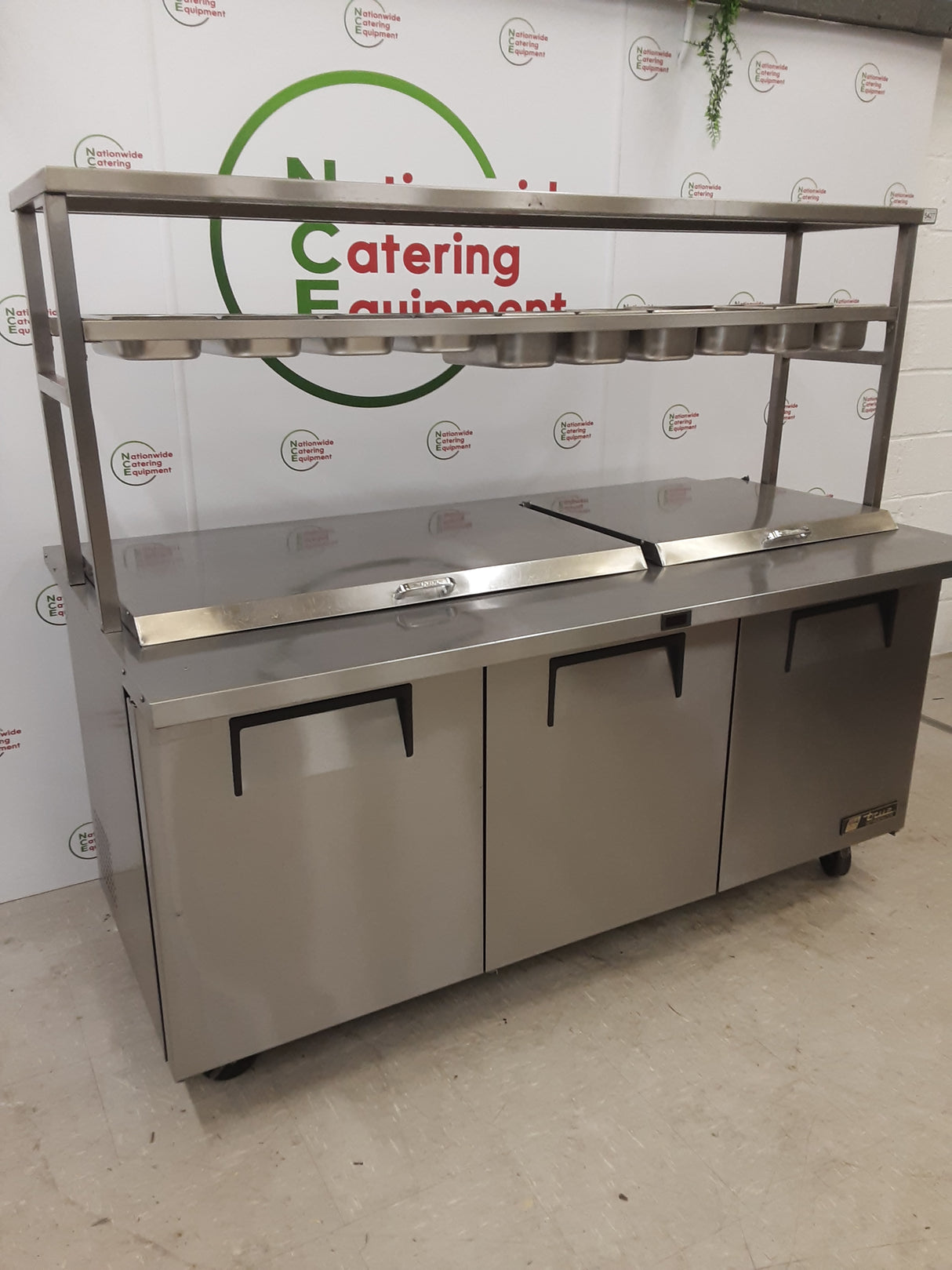 True Three Door Counter Fridge With Toppings Openings, Shelving, Extra Deep (NCE5427)