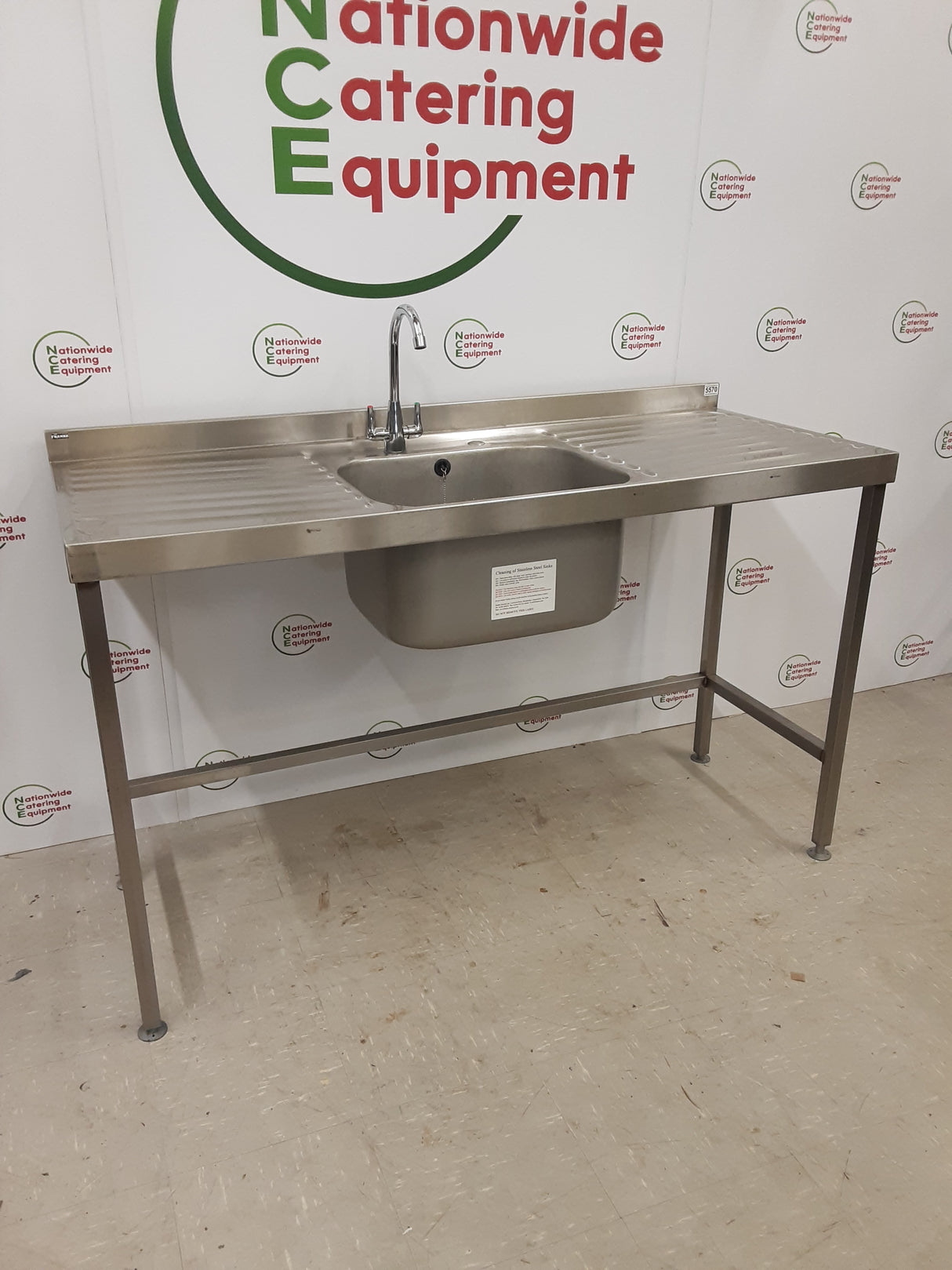 Stainless Steel Single Sink, Twin Drainers, 150x60cm (NCE5570)