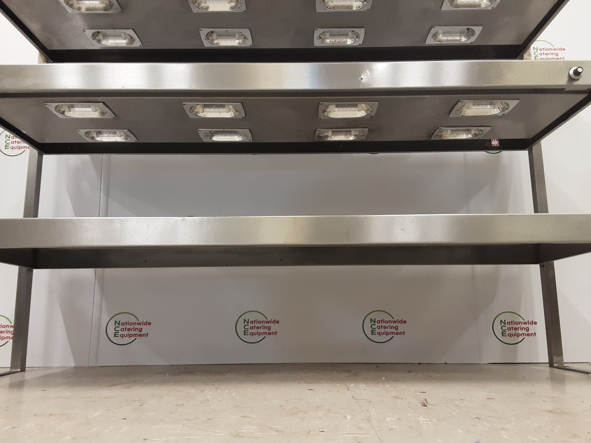 Stainless Steel Three Tier Heated (Top Two Tiers Heated) Tabletop Gantry, 13amp, Double Lights (NCE5565)