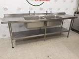 Stainless Steel Double Sink With Twin Drainers, 240x65cm (NCE6000)
