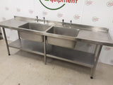 Stainless Steel Double Sink With Twin Drainers, 240x65cm (NCE6000)
