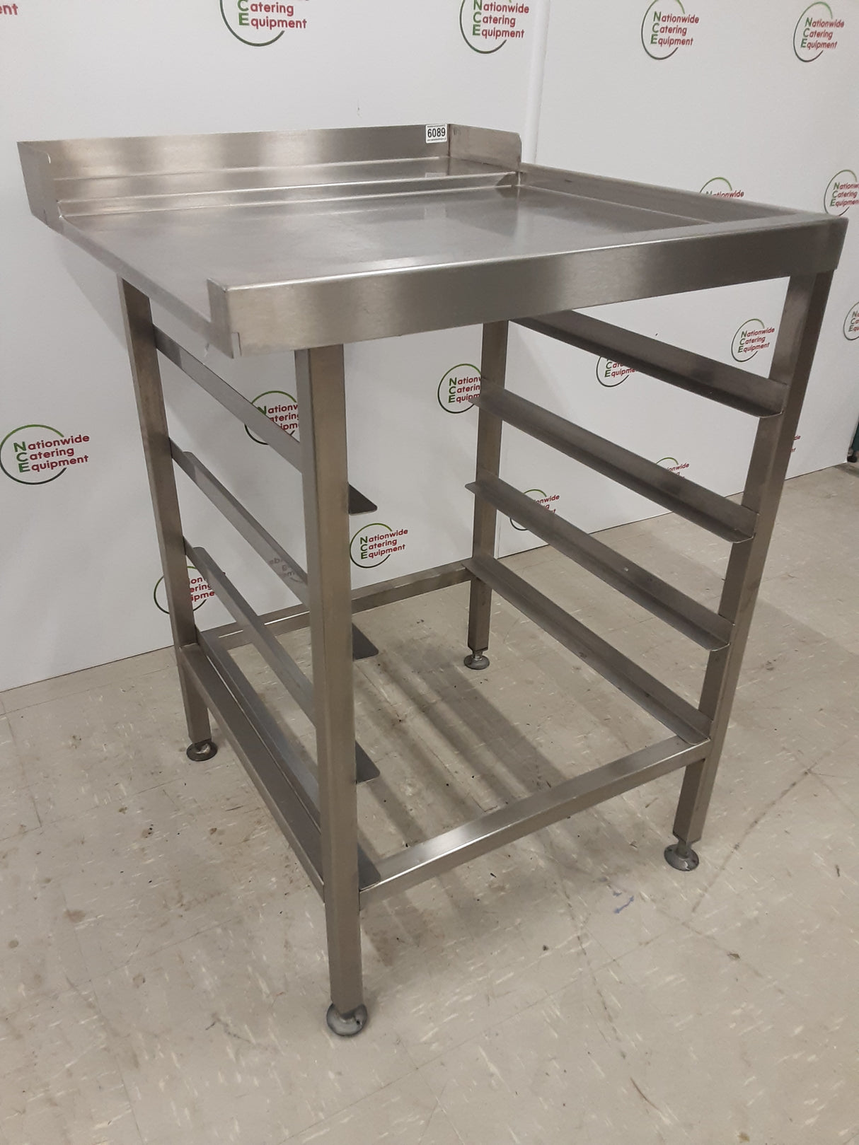Stainless Steel Exit Table With Racking 65x75cm (NCE6089)