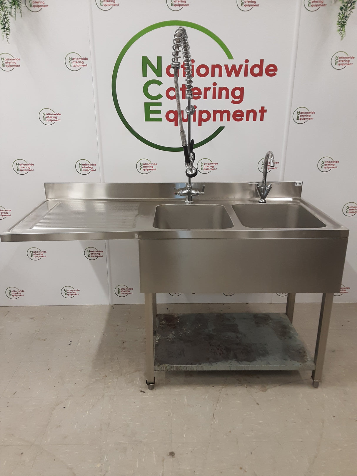 Stainless Steel Double Dishwasher Sink With Pre Wash Spray, 160cm  (NCE6116)