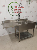 Stainless Steel Double Dishwasher Sink With Pre Wash Spray, 160cm  (NCE6116)