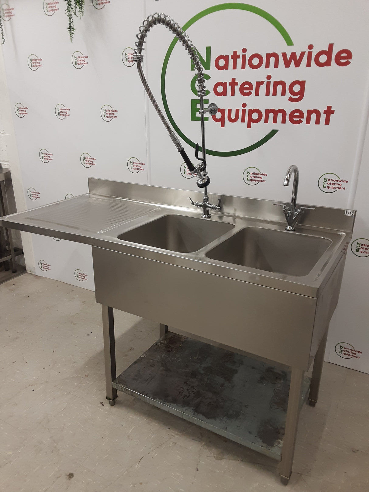 Stainless Steel Double Dishwasher Sink With Pre Wash Spray, 160cm  (NCE6116)