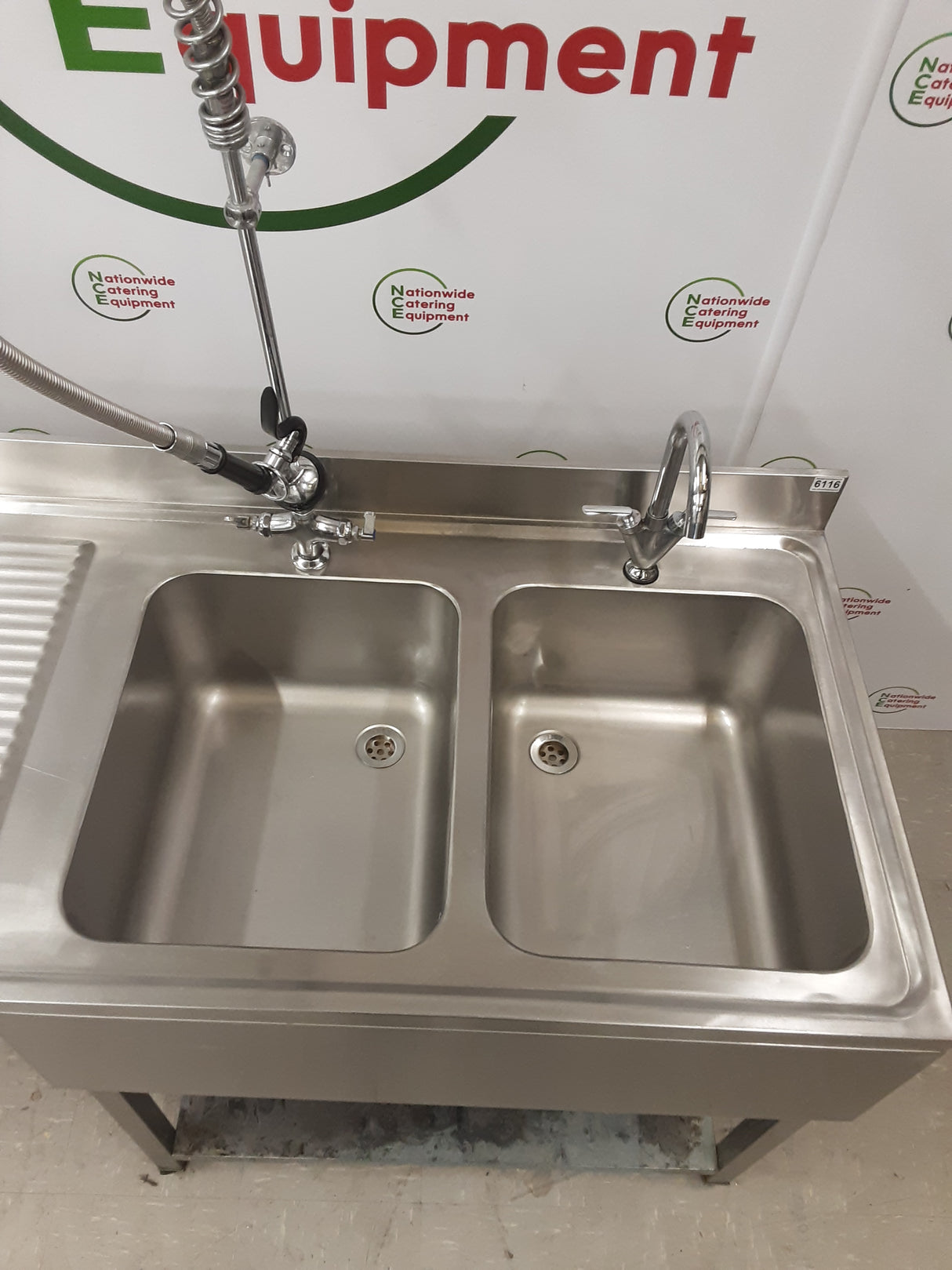 Stainless Steel Double Dishwasher Sink With Pre Wash Spray, 160cm  (NCE6116)