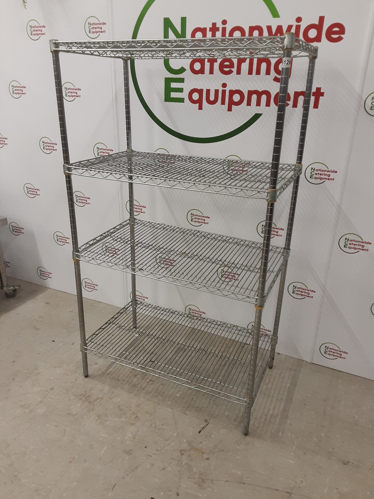 Four Tier Galvanised Wire Shelving Unit, 90X53cm (NCE6128)