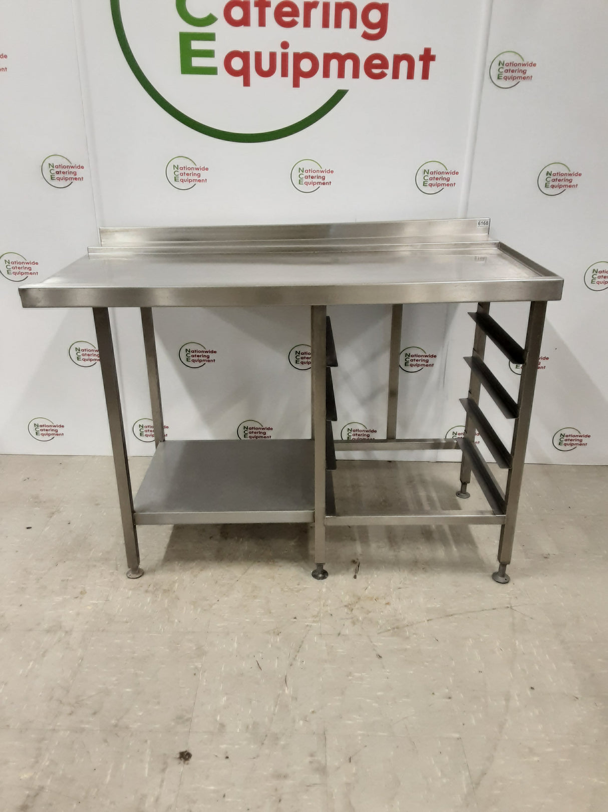 Stainless Steel Dishwasher Exit Table With Racking, 130cm (NCE6168)