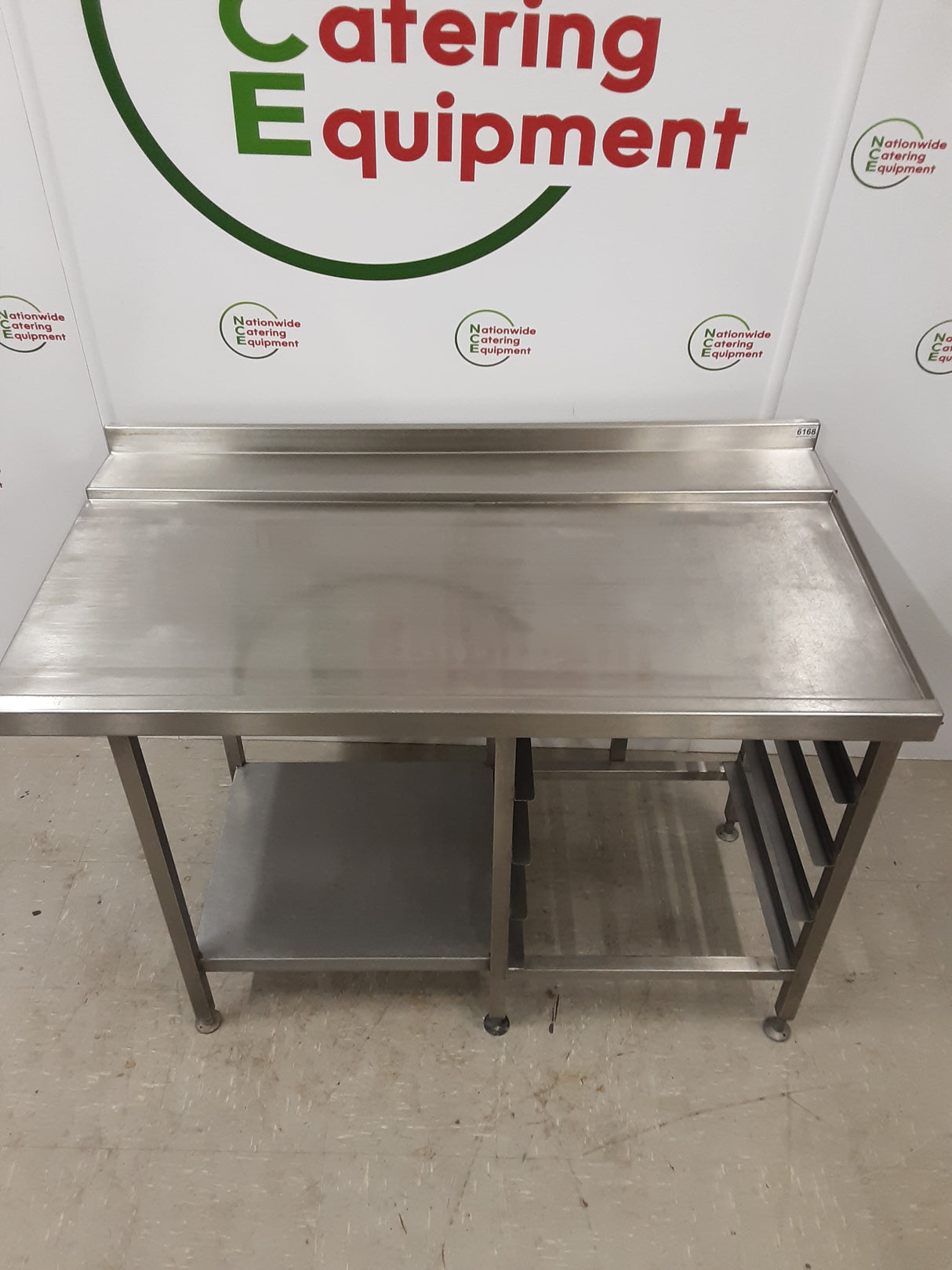 Stainless Steel Dishwasher Exit Table With Racking, 130cm (NCE6168)