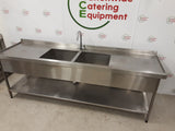 Stainless Steel Double Sink With Twin Drainers, 240cm (NCE6199)