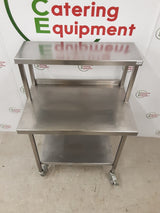 Stainless Steel Table On Wheels With Shelf Over 90x60cm (NCE6212)
