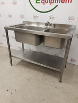 Stainless Steel Double Sink, No Drainer, 125cm (NCE6211)