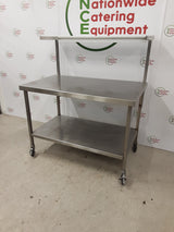 Stainless Steel Table On Wheels &amp; With Shelf Above 120x60cm (NCE6279)