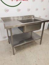 Stainless Steel Single Sink, 120x70cm, With New Lever Taps (NCE6278)