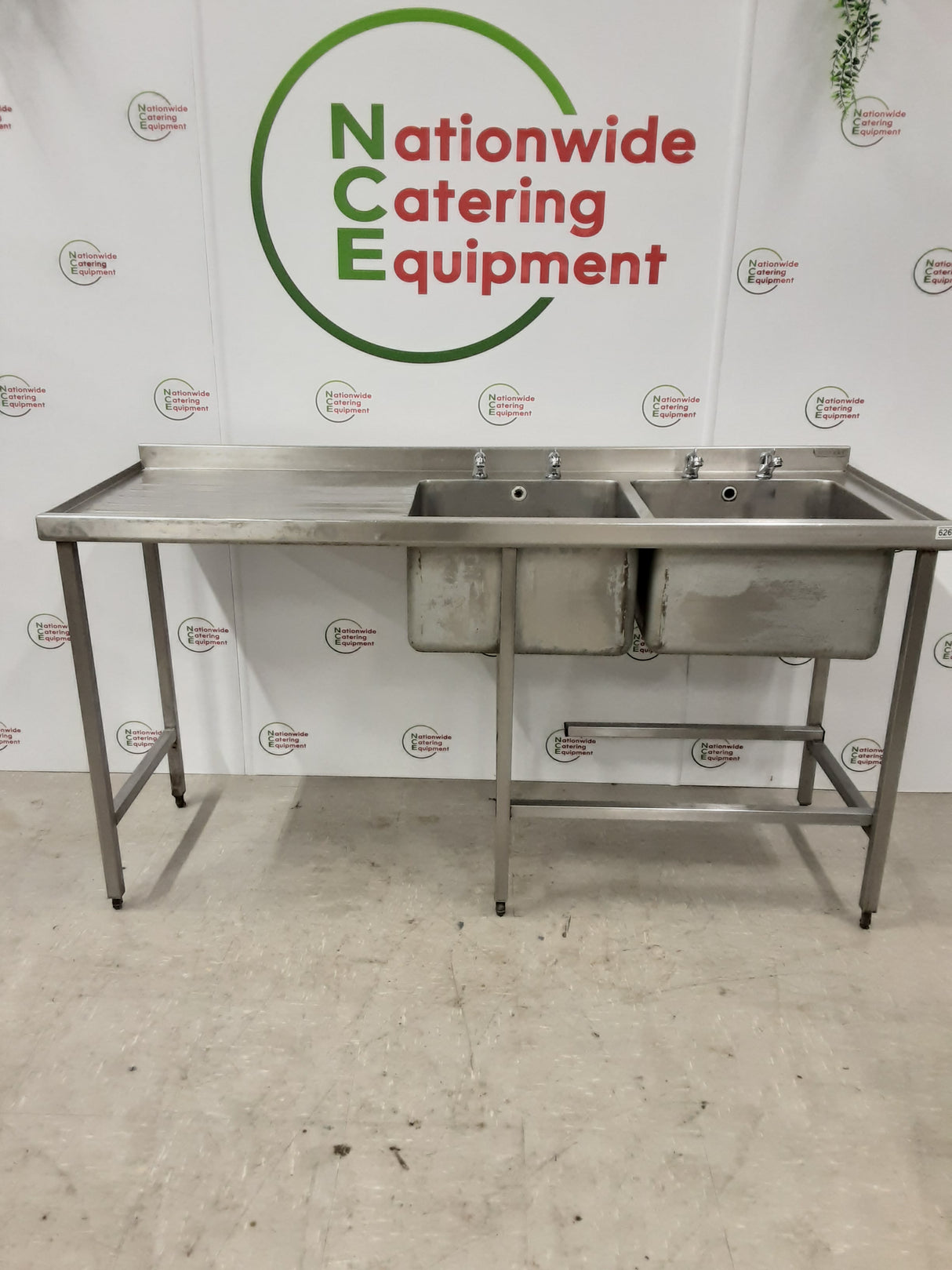 Stainless Steel Double Sink With Appliance Space Beneath 175x65cm (NCE6263)