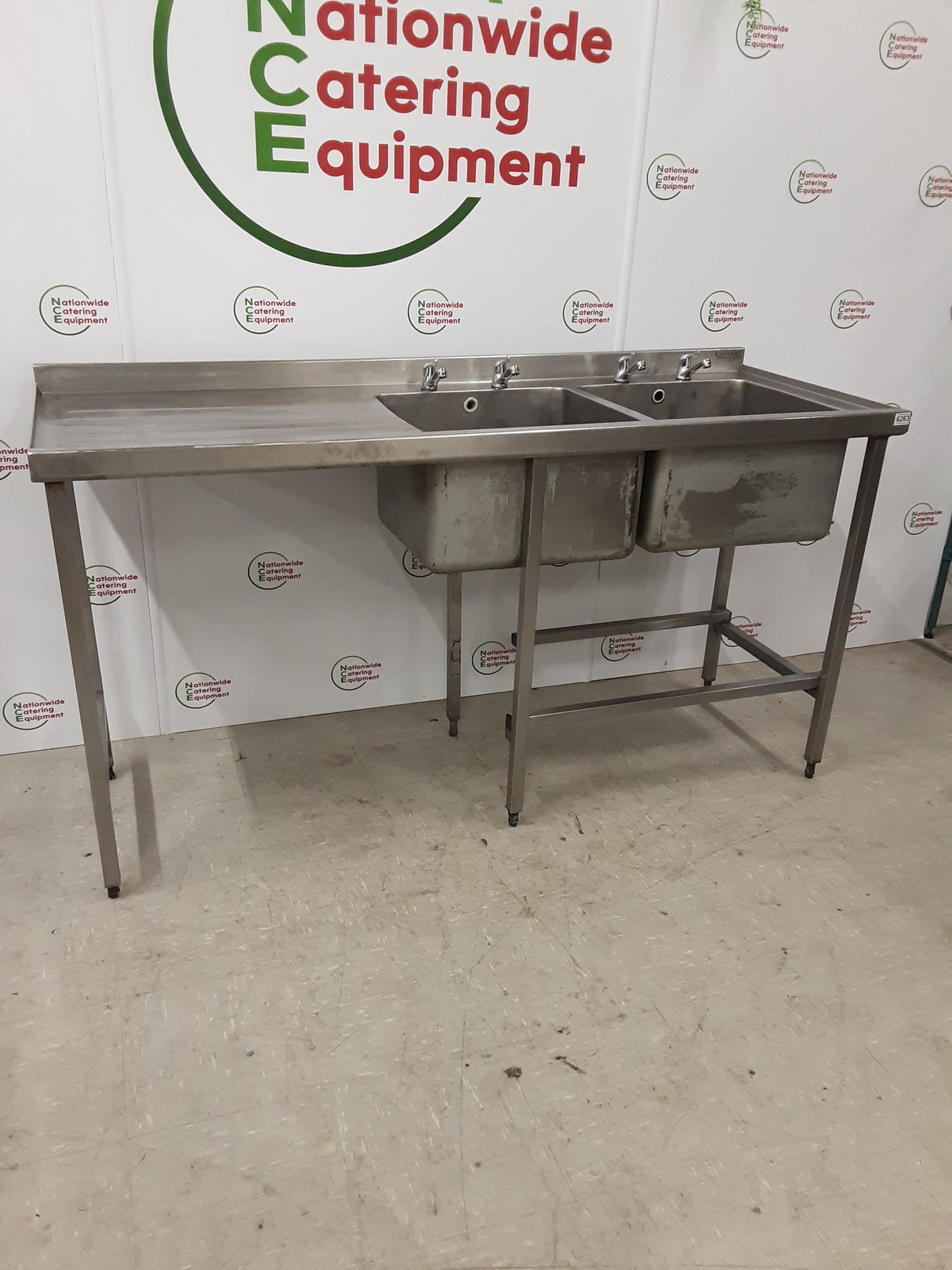 Stainless Steel Double Sink With Appliance Space Beneath 175x65cm (NCE6263)