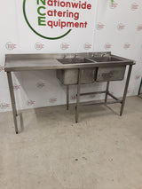 Stainless Steel Double Sink With Appliance Space Beneath 175x65cm (NCE6263)