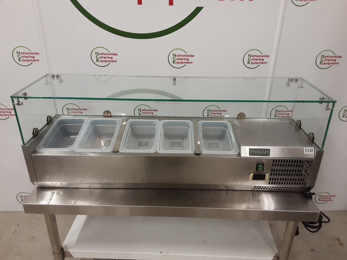 Polar 120cm Tabletop Toppings Fridge With Glass Surround & Containers, Model- G608 (NCE6346)