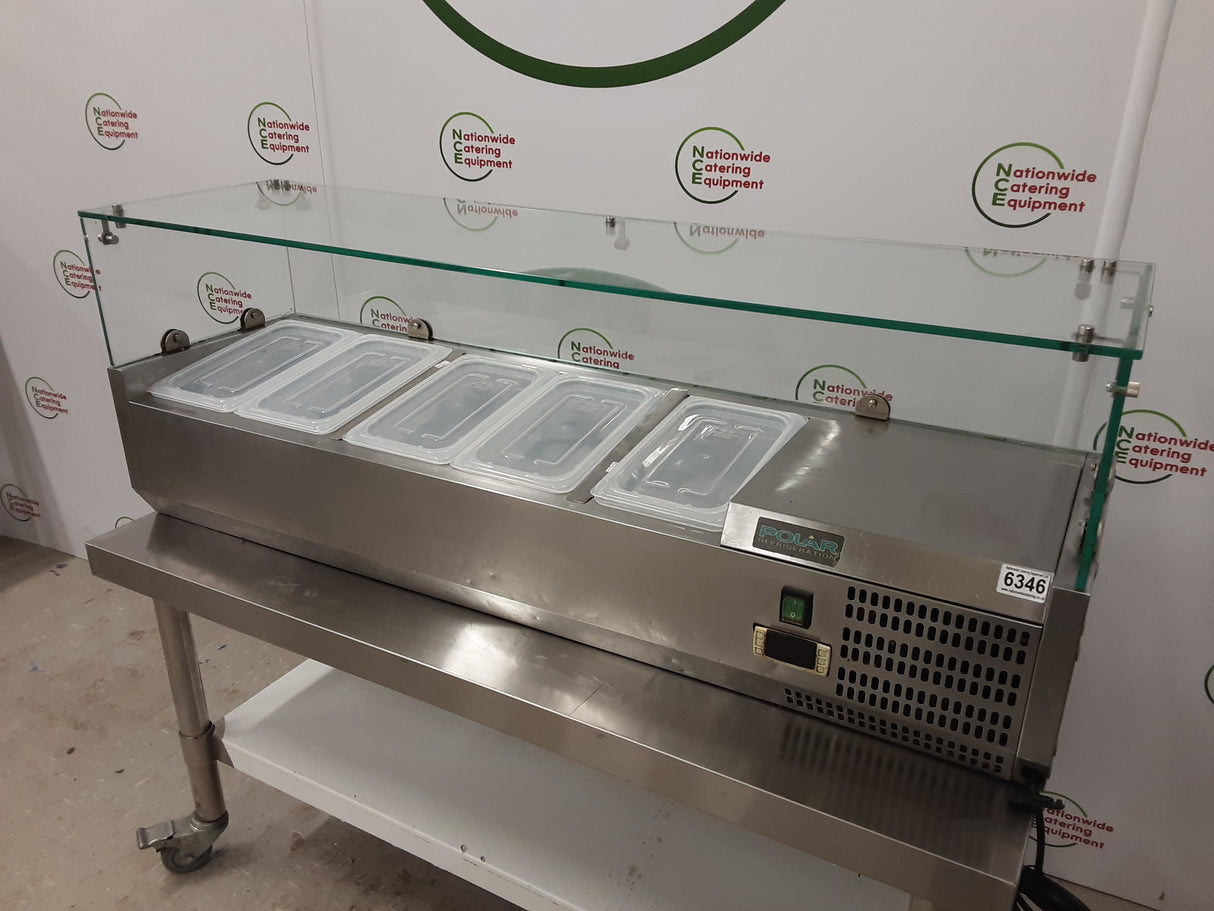 Polar 120cm Tabletop Toppings Fridge With Glass Surround & Containers, Model- G608 (NCE6346)