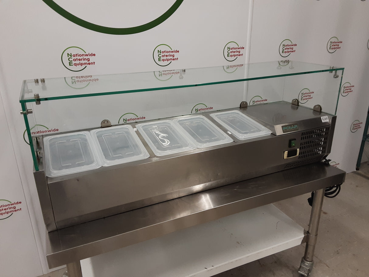 Polar 120cm Tabletop Toppings Fridge With Glass Surround & Containers, Model- G608 (NCE6346)