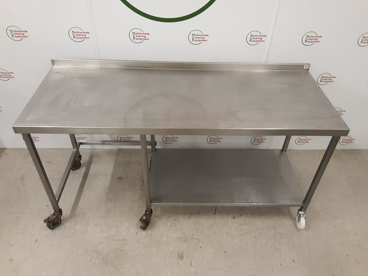 Stainless Steel Table On Wheels With Appliance Space 180x70cm (NCE6430)