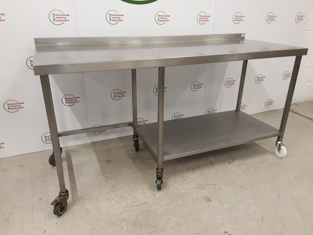 Stainless Steel Table On Wheels With Appliance Space 180x70cm (NCE6430)