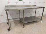 Stainless Steel Table On Wheels With Appliance Space 180x70cm (NCE6430)